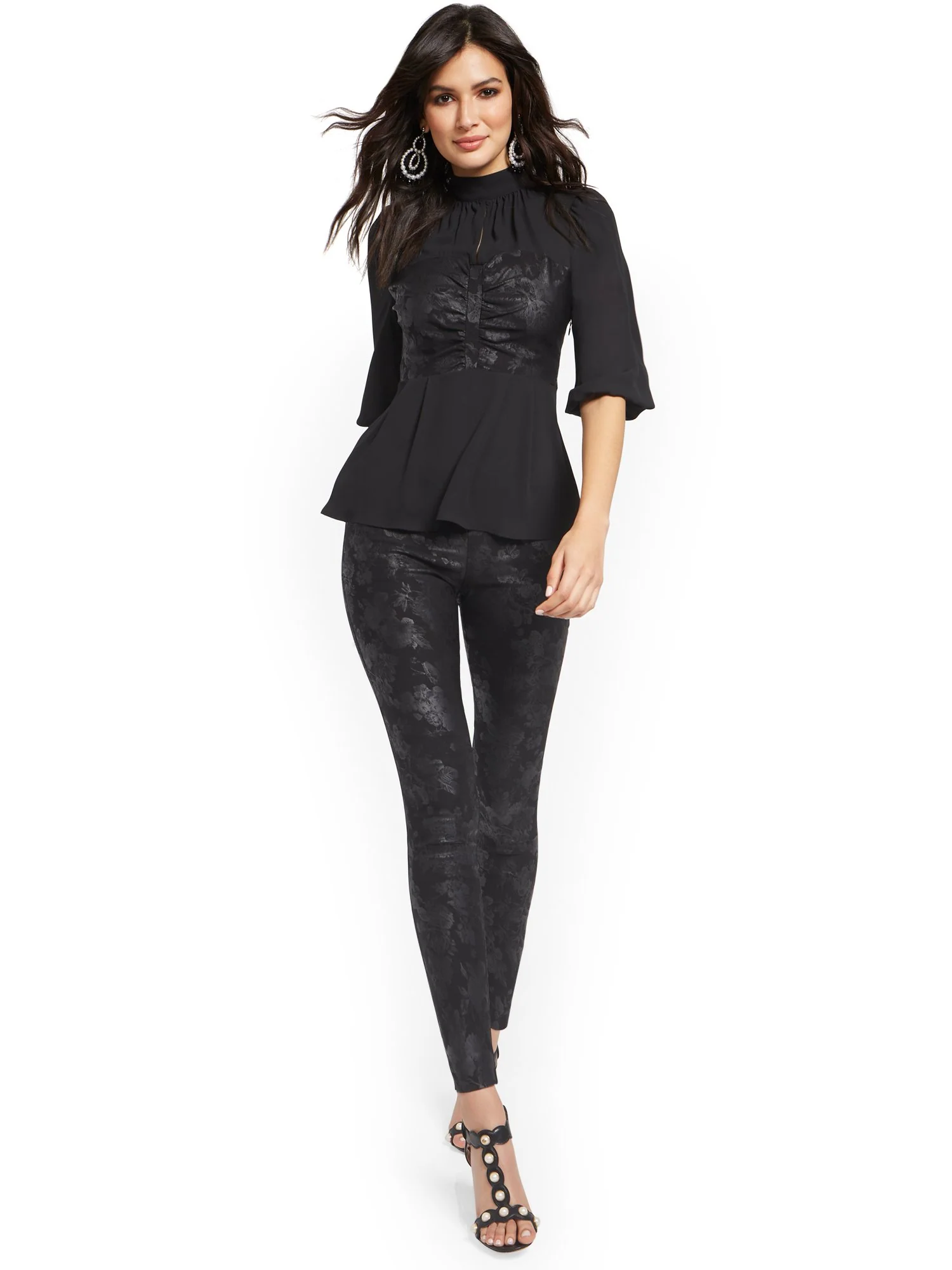 Whitney High-Waisted Pull-On Slim-Leg Pant - Floral - Image 4