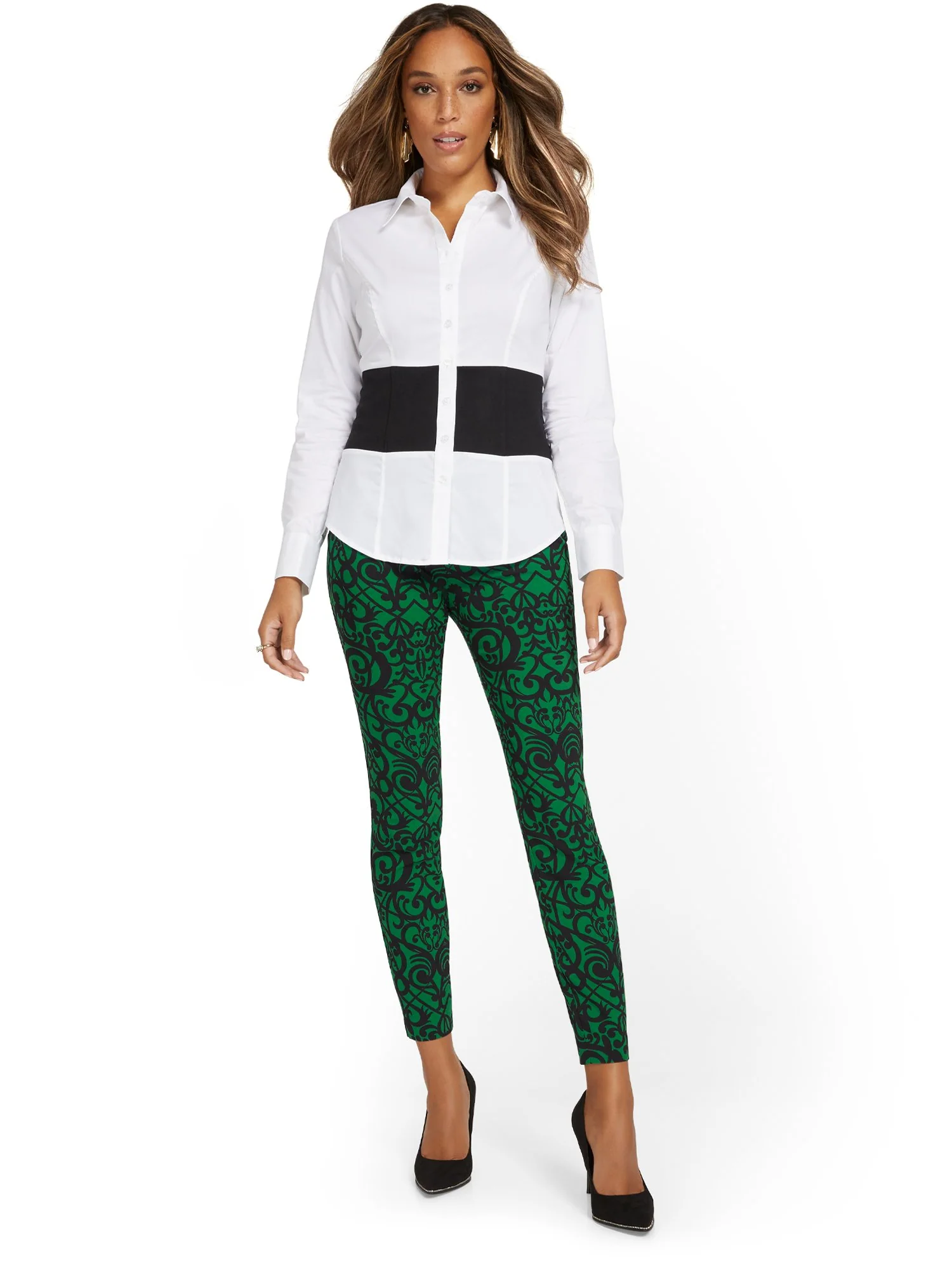 Whitney High-Waisted Pull-On Slim-Leg Pant - Jacquard - Image 9