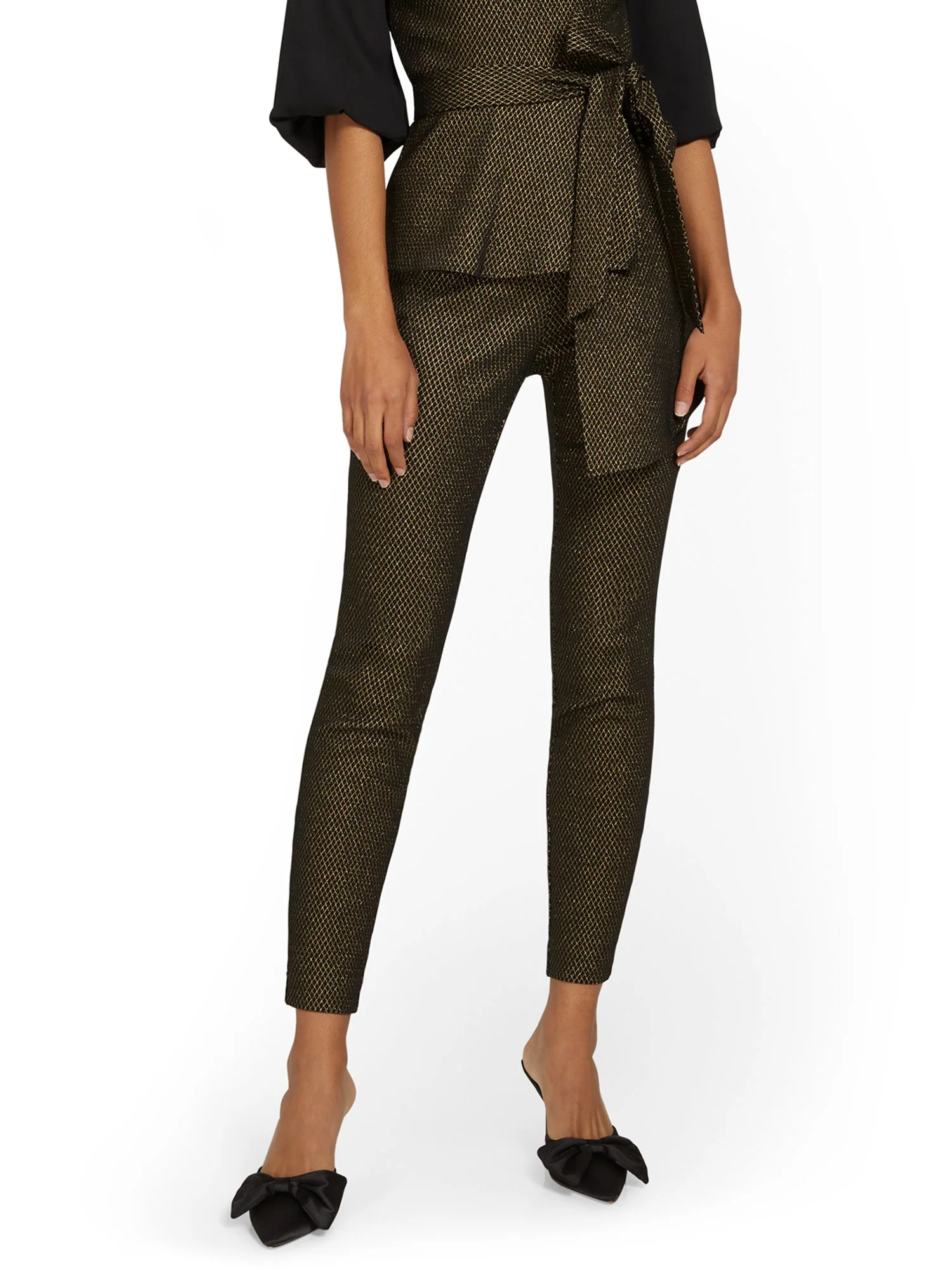 Whitney High-Waisted Pull-On Slim-Leg Pant - Metallic - Image 2