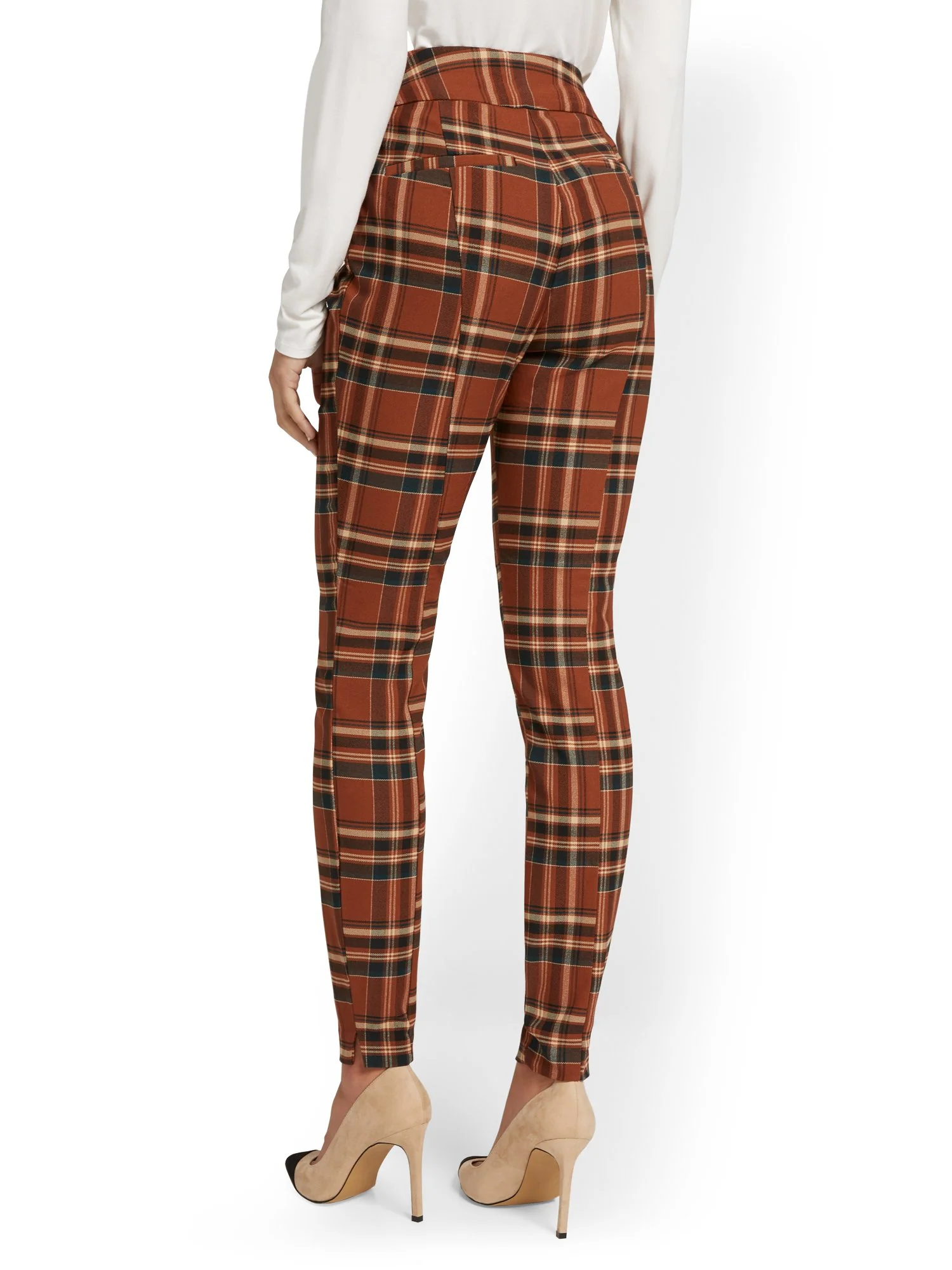 Whitney High-Waisted Pull-On Slim-Leg Pant - Plaid - Image 3