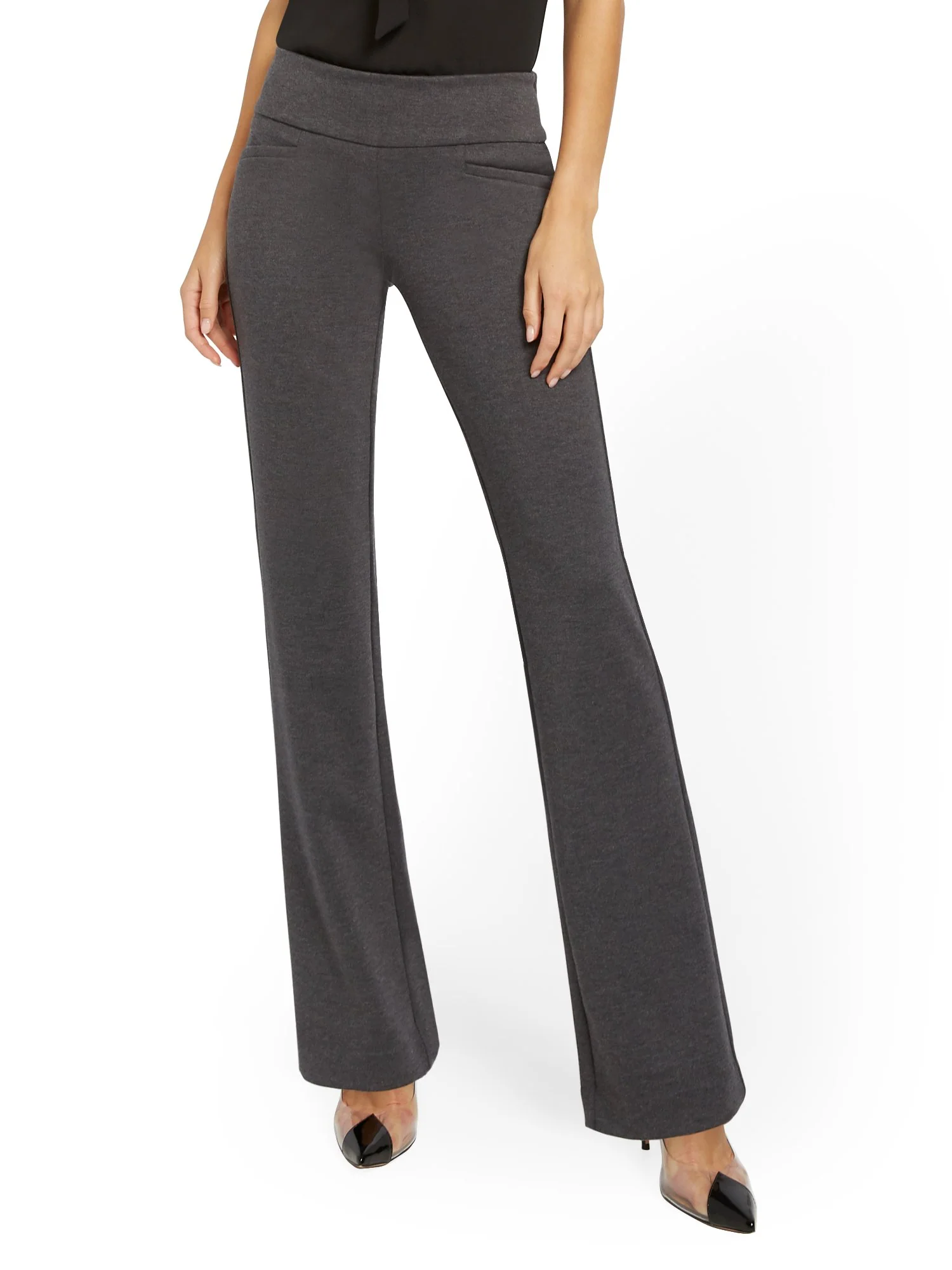 Whitney High-Waisted Pull-On Straight-Leg Pant - Grey Ponte - Image 2