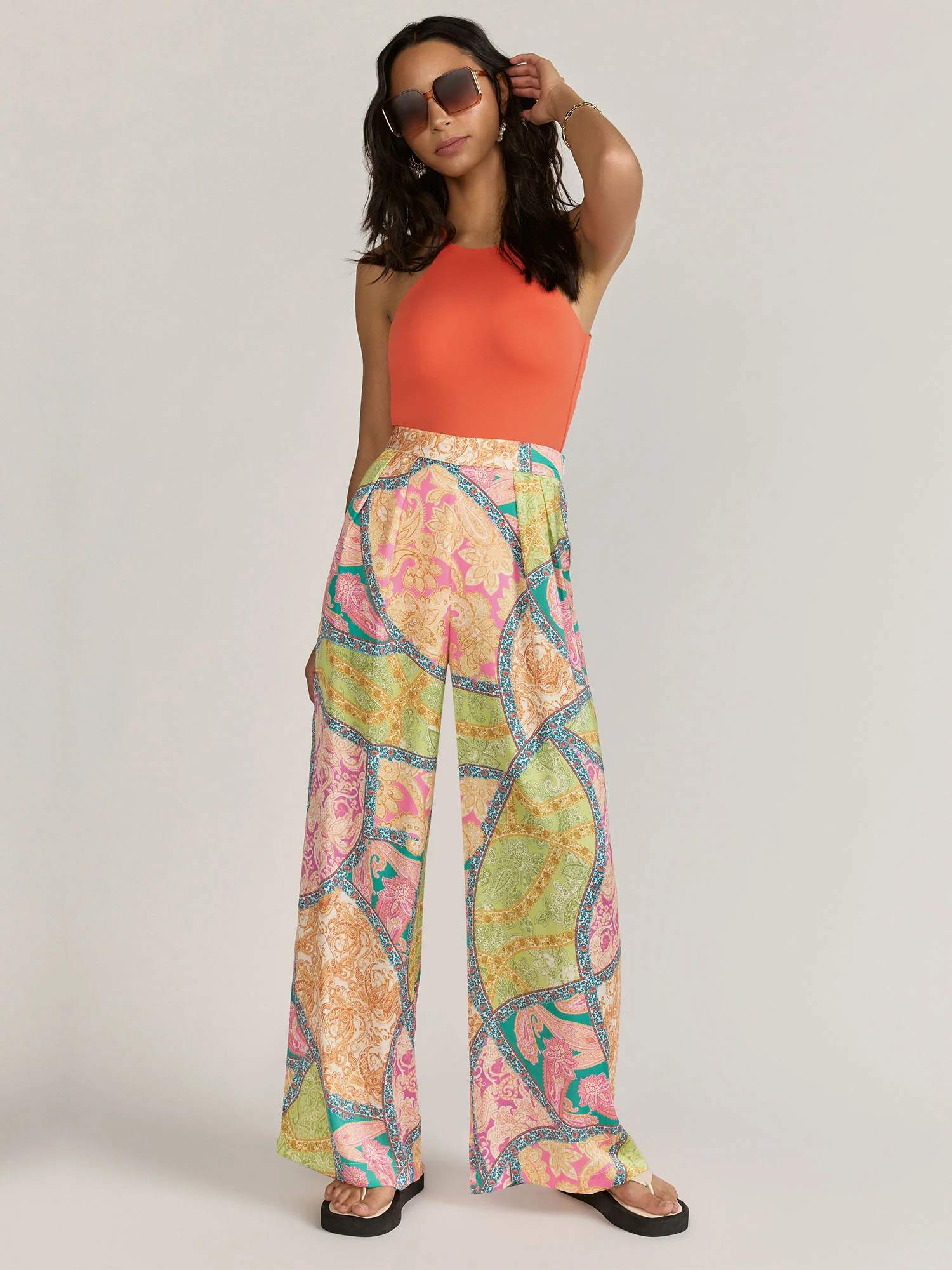 Flying Tomato Wide Leg Pleated Mosaic Pant - Brands We Love - Image 2
