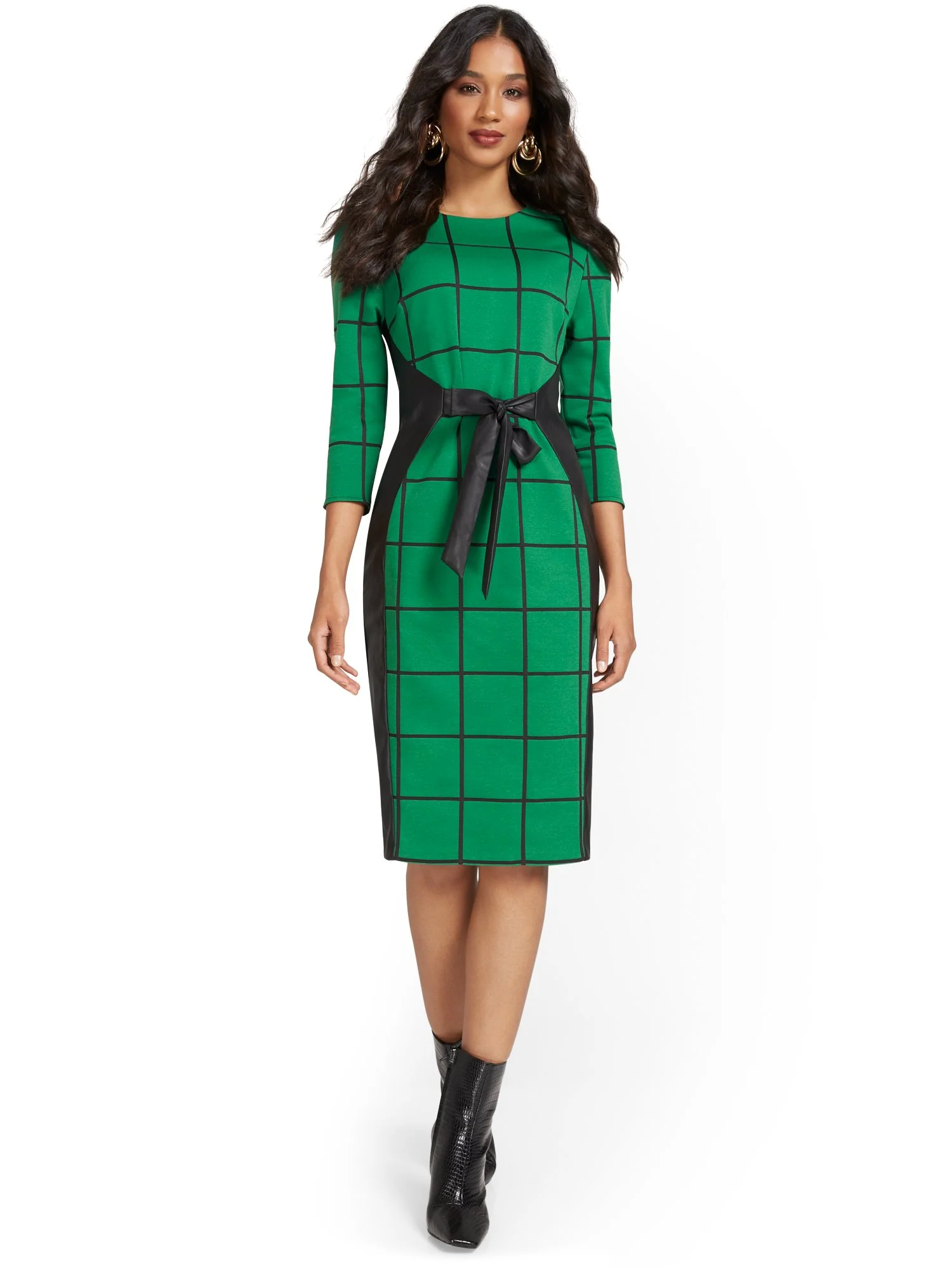 Windowpane-Print Sheath Dress - Superflex - Image 2