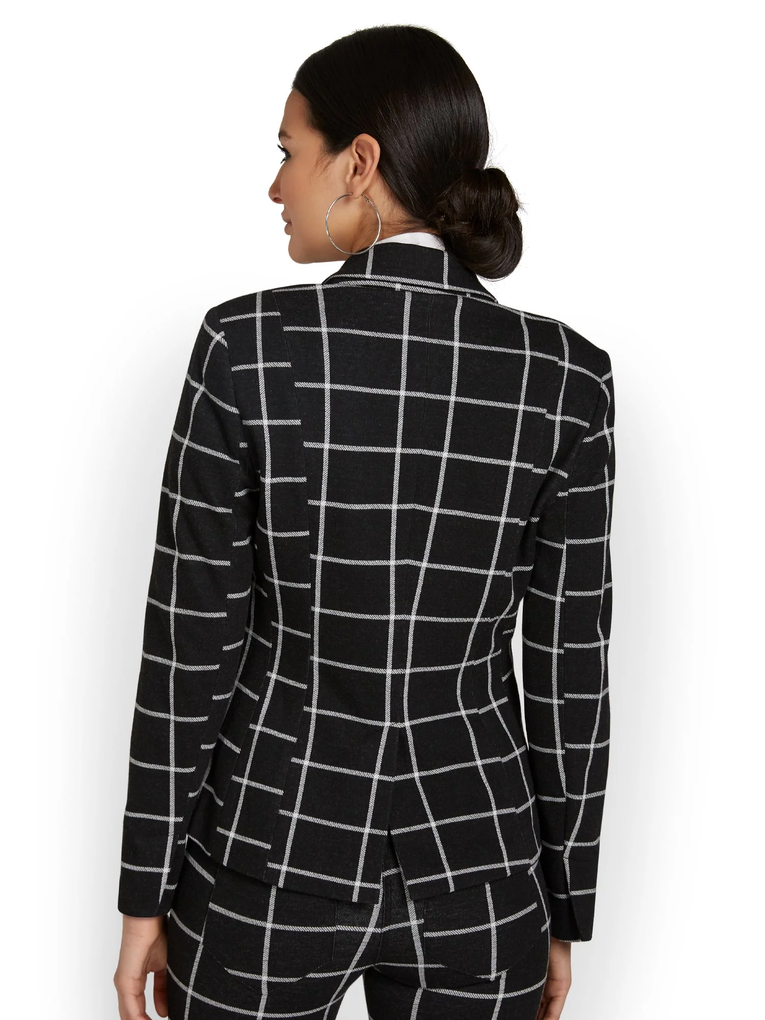 Windowpane-Print Single-Button Jacket - Superflex - Image 3