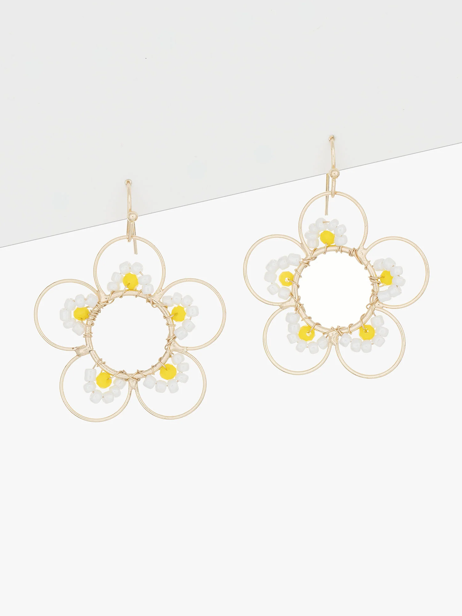 Wire Beaded Floral Drop Earring - Image 2