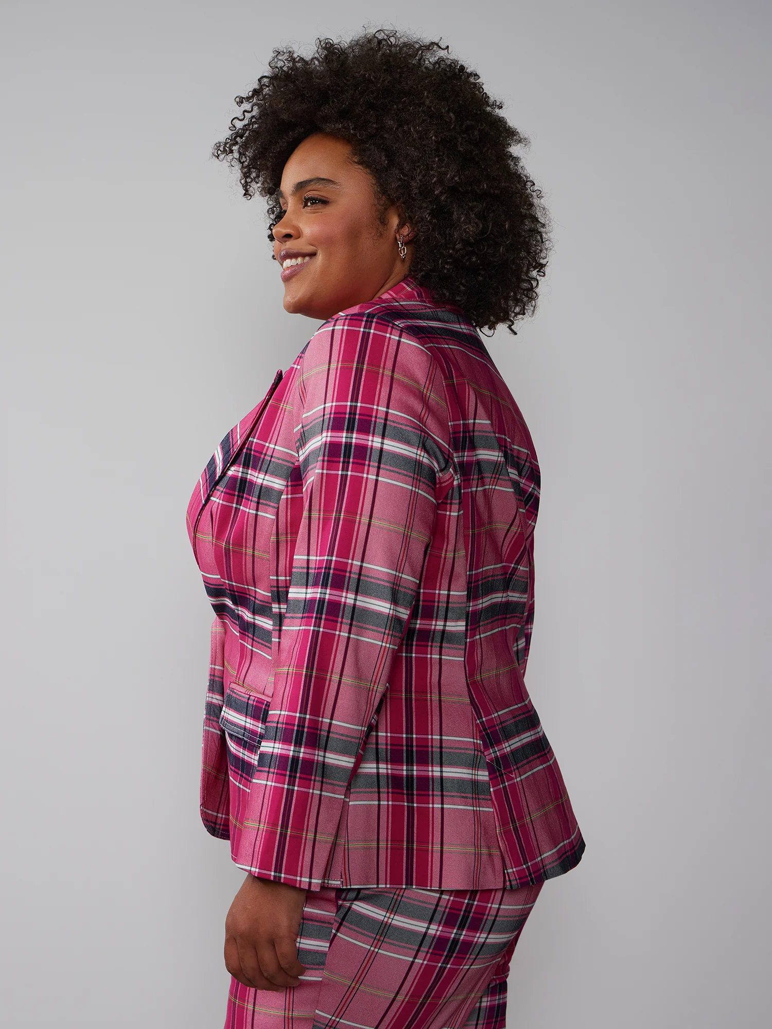 Plus Yarn Dyed Plaid Blazer - Image 2