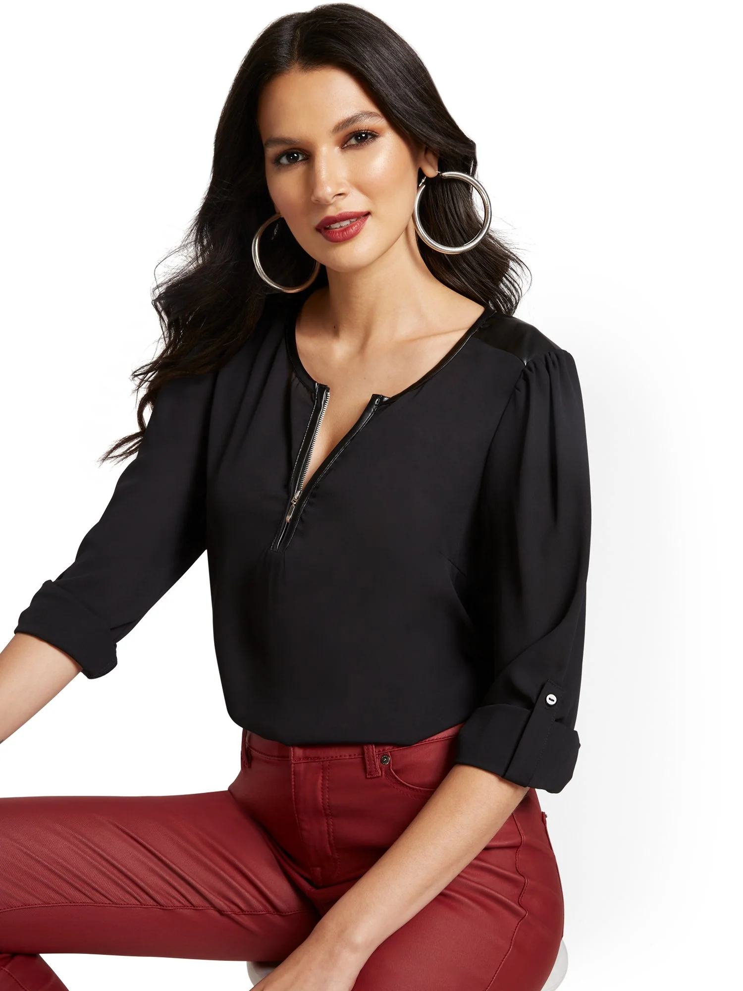 Zip-Front Blouse - Image 2