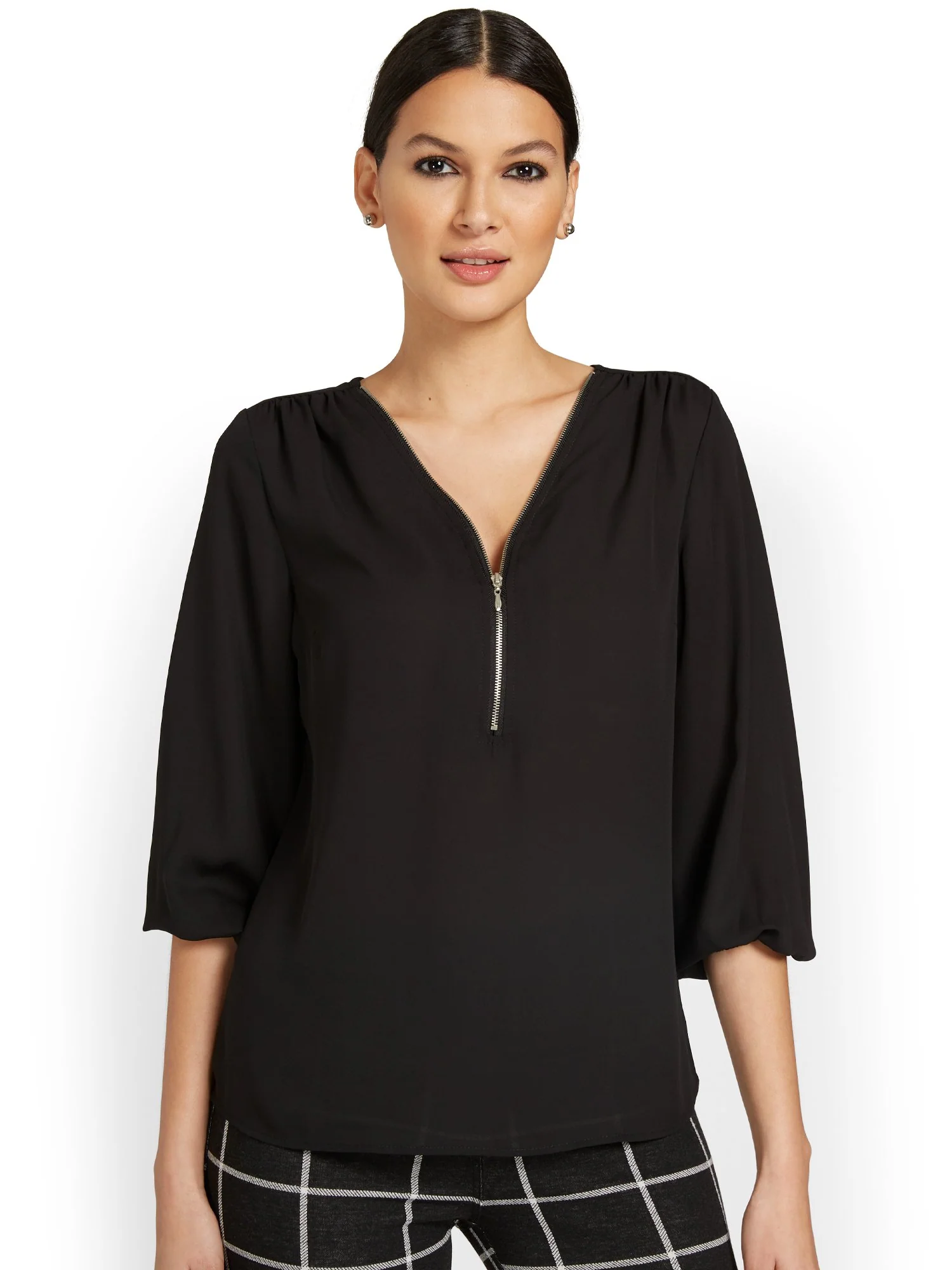 Zip-Front Blouse
